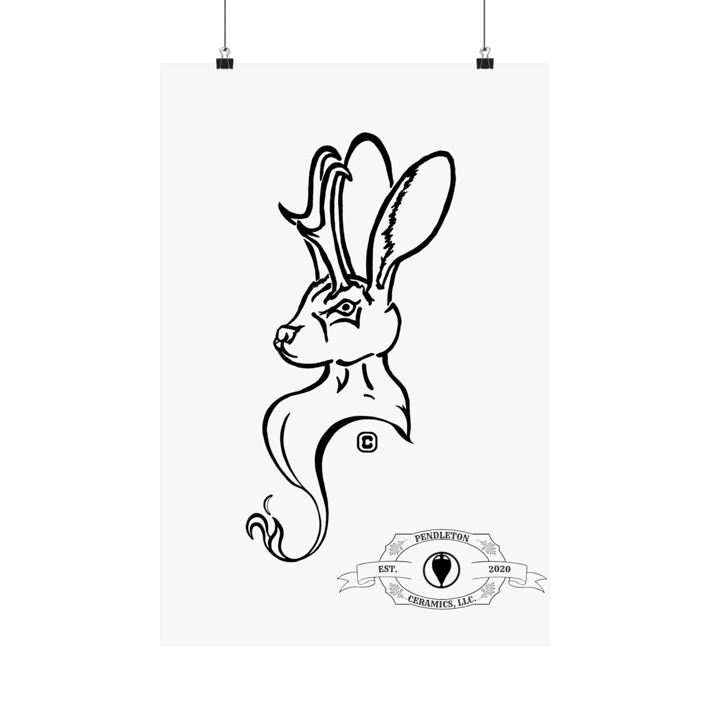 Jackalope Bust Drawing Matte Vertical Posters