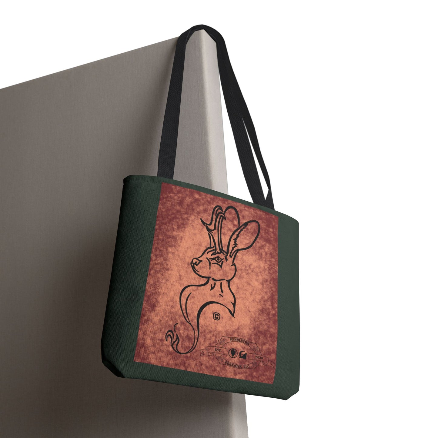 Dust Storm Jackalope Bust Drawing Tote Green Bag