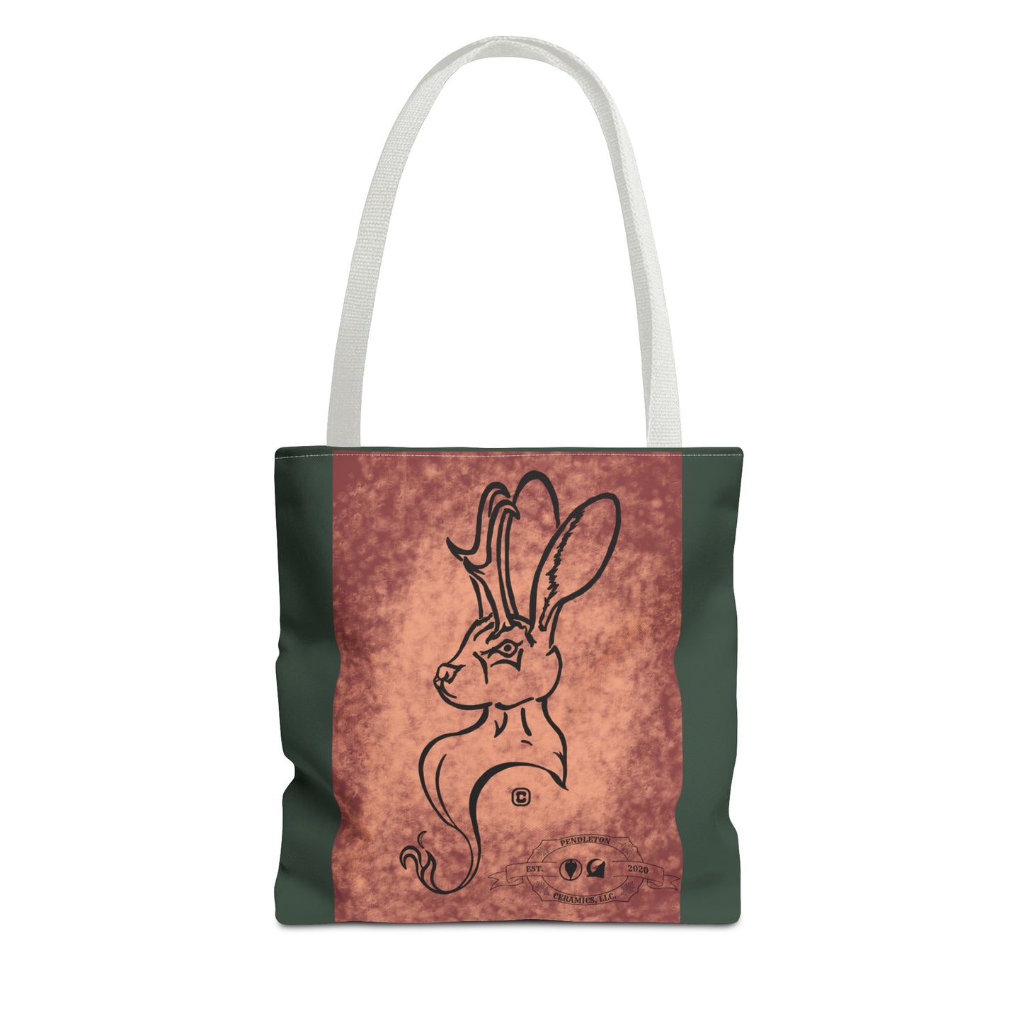 Dust Storm Jackalope Bust Drawing Tote Green Bag