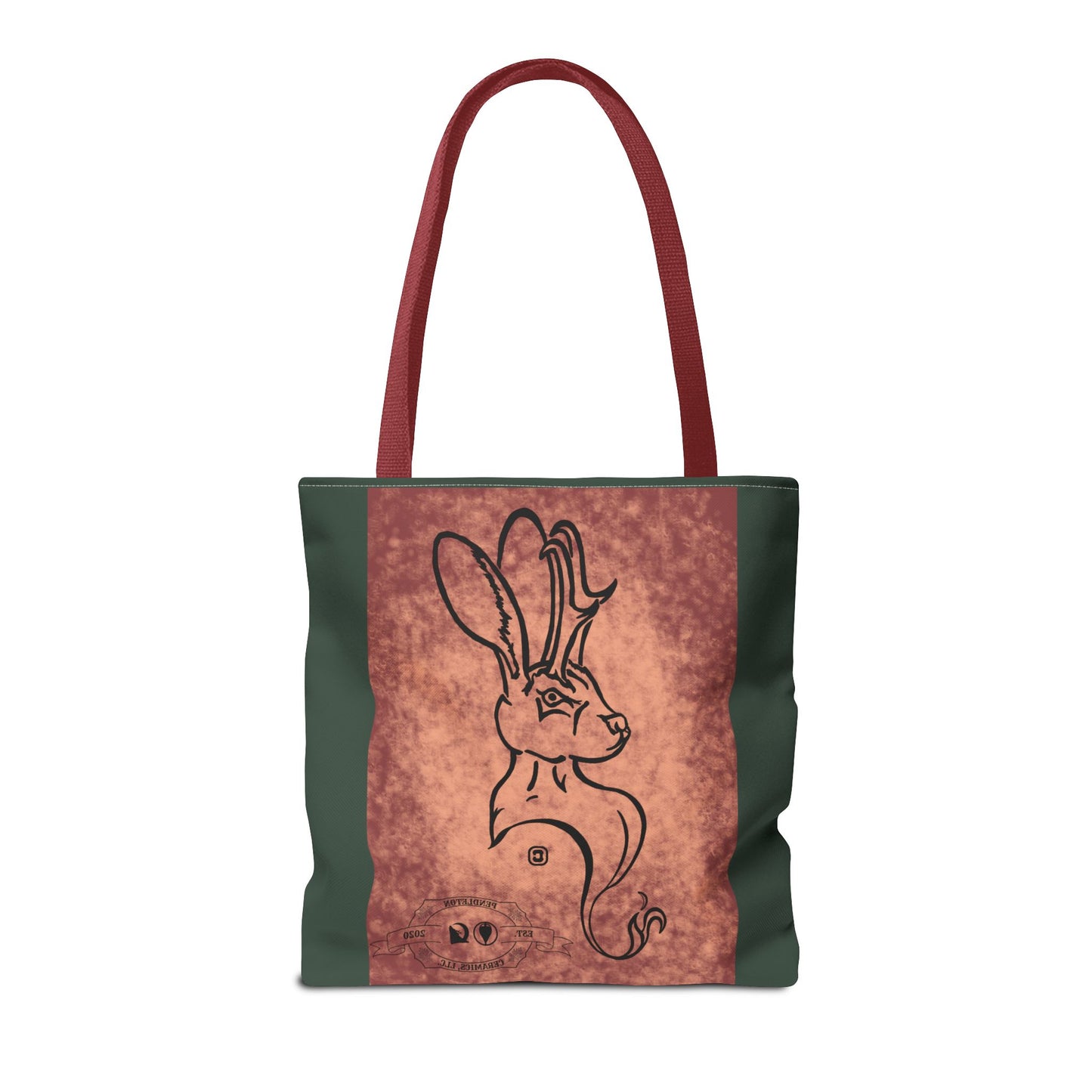 Dust Storm Jackalope Bust Drawing Tote Green Bag