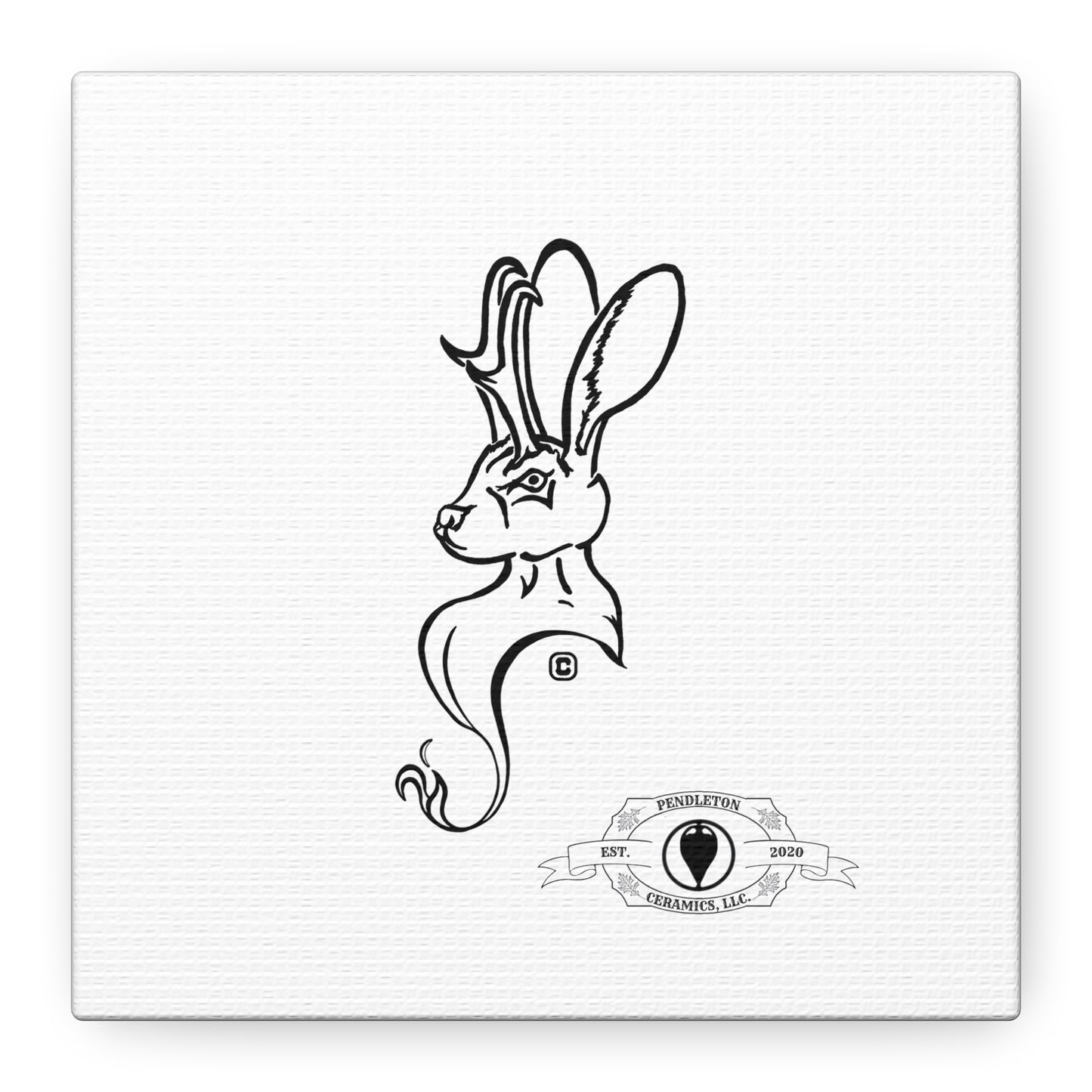 Jackalope Bust Drawing Art Stretched Canvas Wall Decor