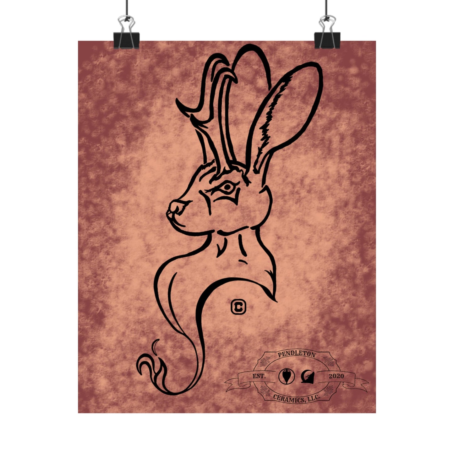 Dust Storm Jackalope Bust Drawing Wall Art