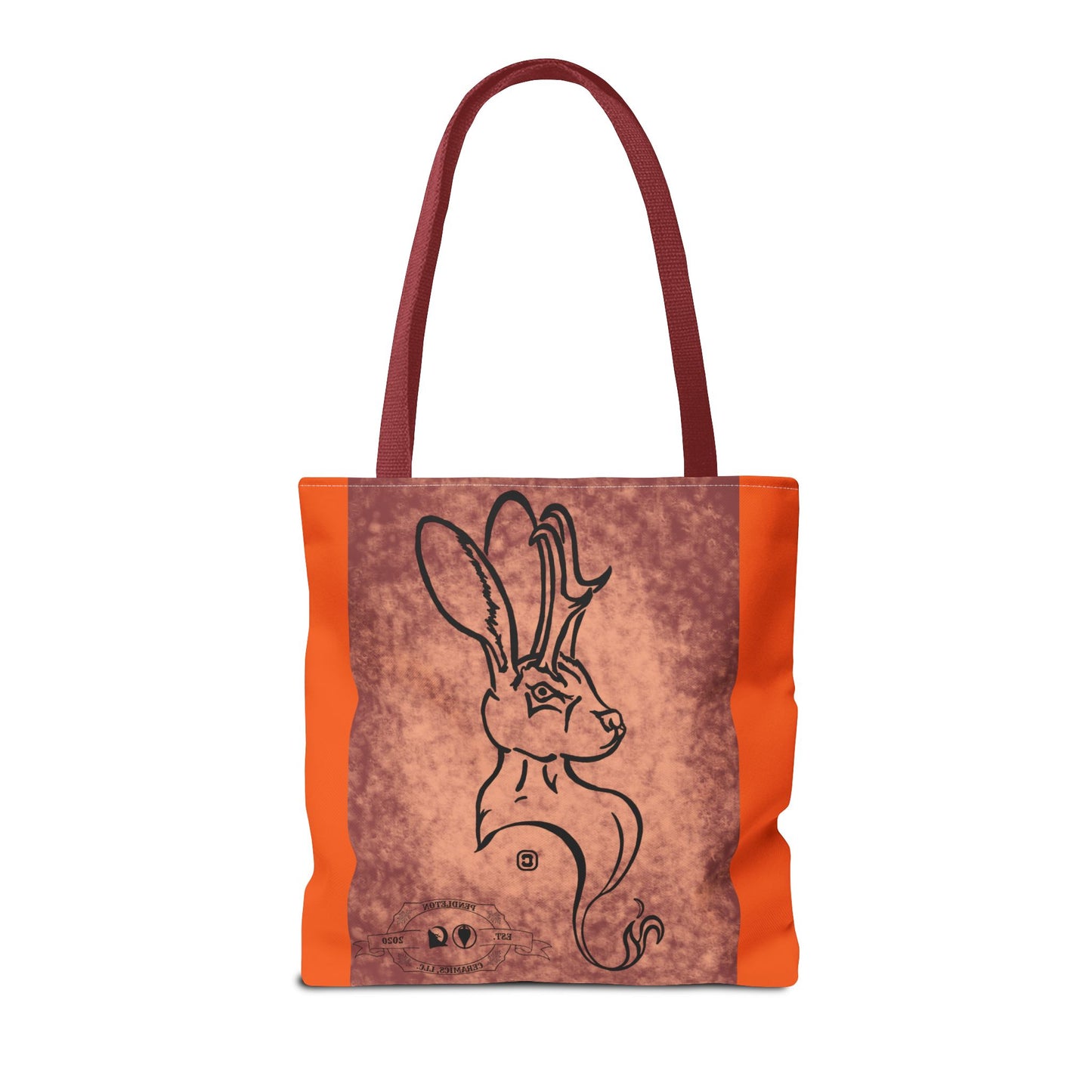Dust Storm Jackalope Bust Drawing Tote Orange Bag