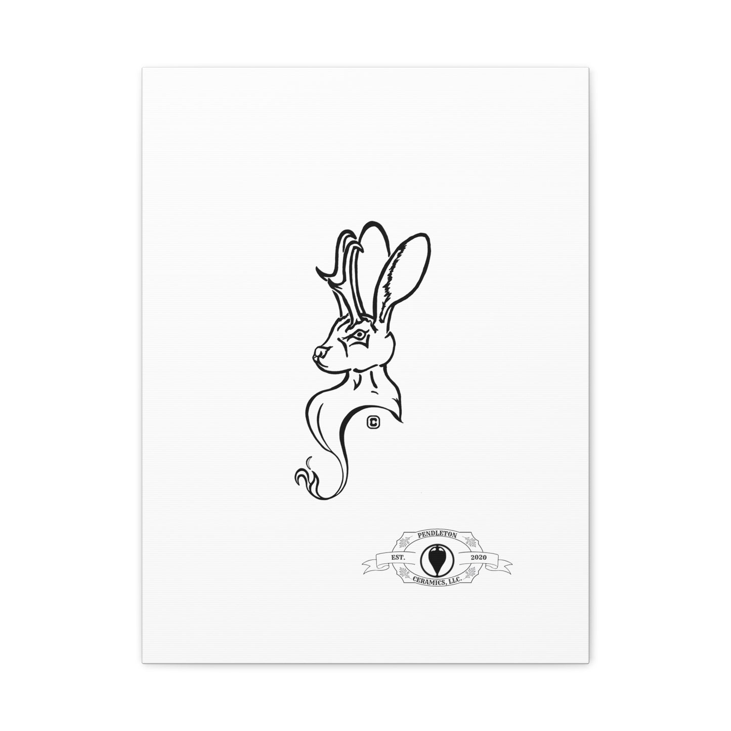 Jackalope Bust Drawing Art Stretched Canvas Wall Decor
