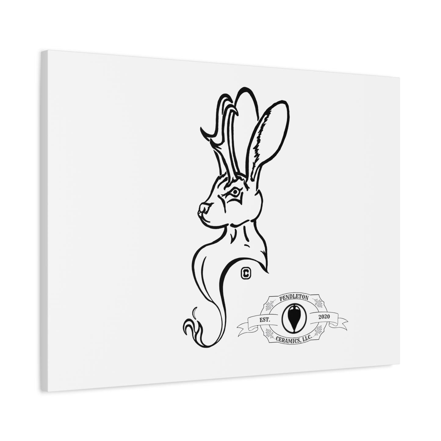 Jackalope Bust Drawing Art Stretched Canvas Wall Decor