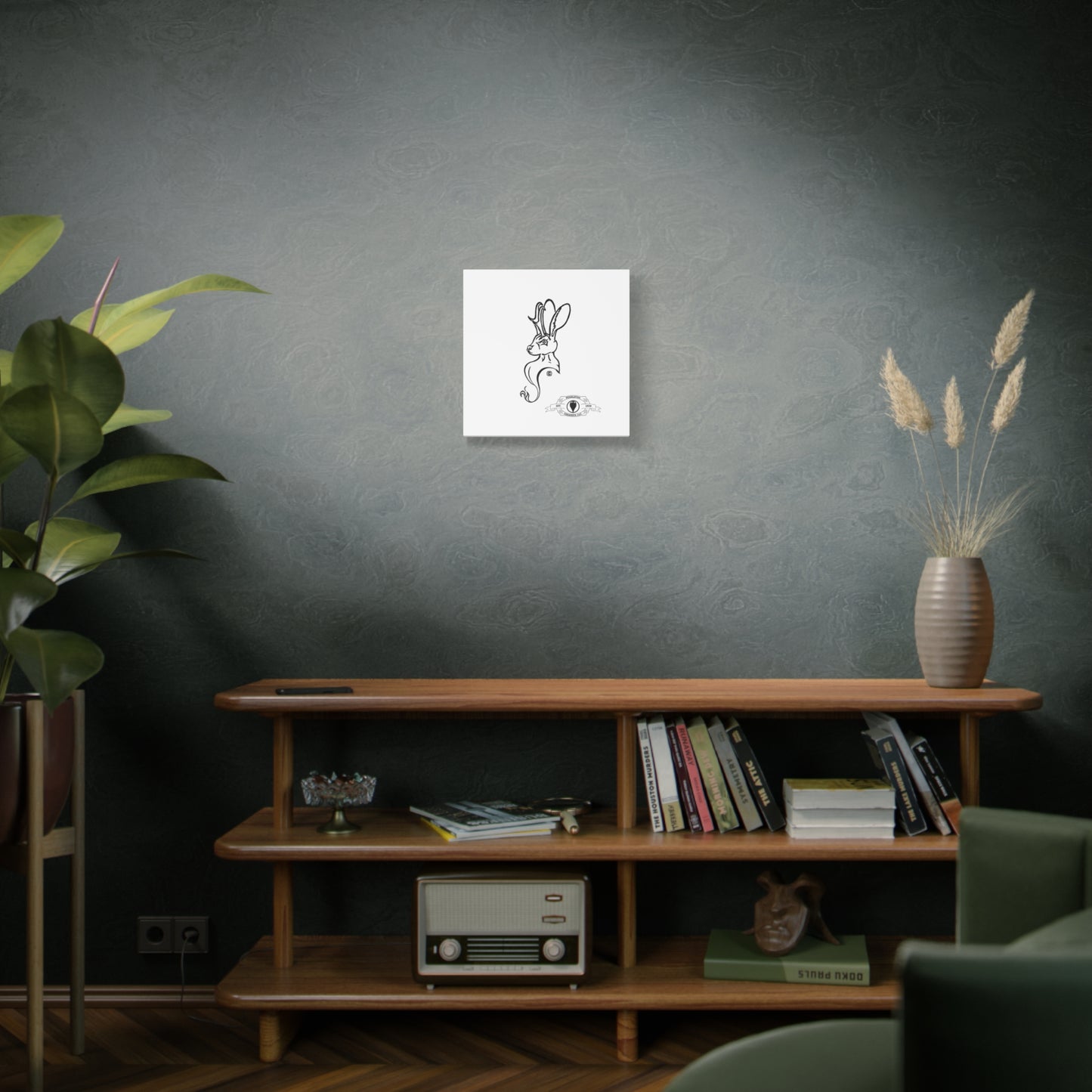 Jackalope Bust Drawing Art Stretched Canvas Wall Decor