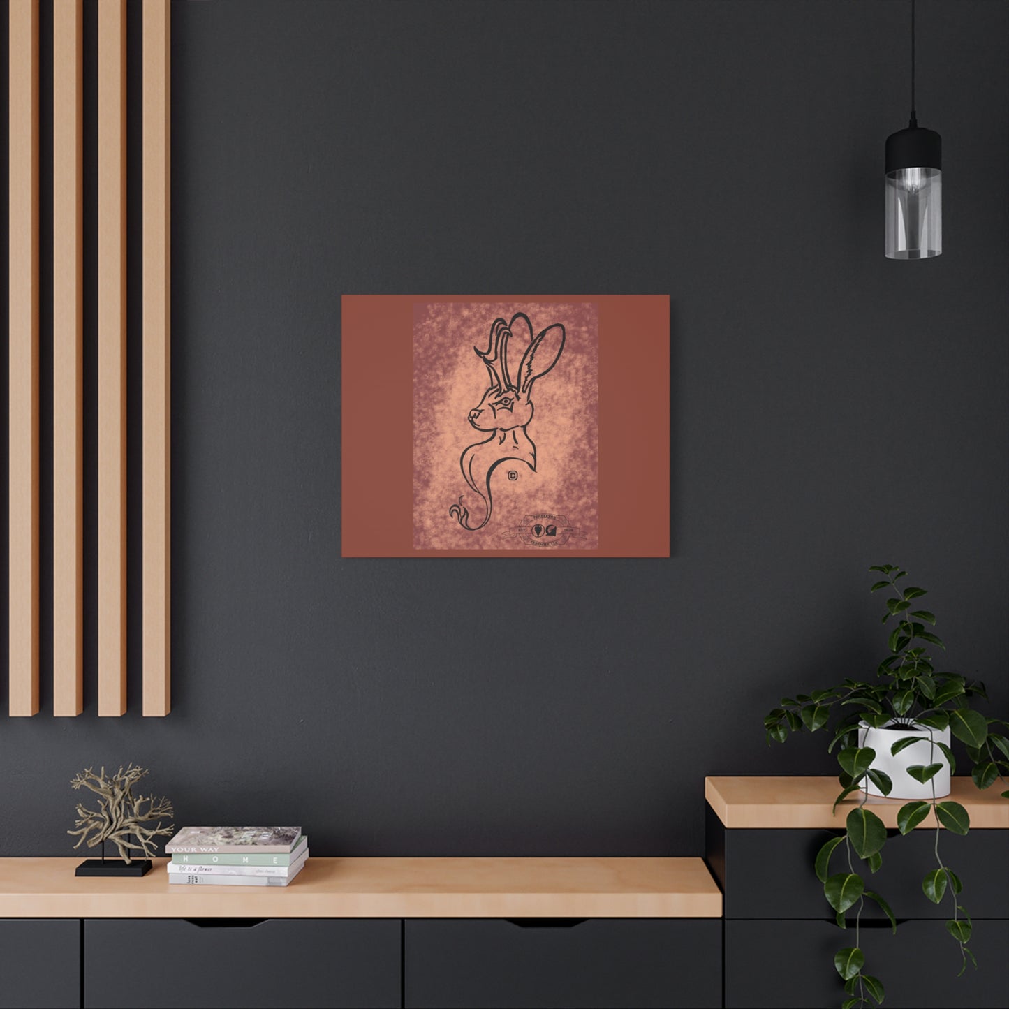 Dust Storm Jackalope Bust Drawing Canvas Wall Decor