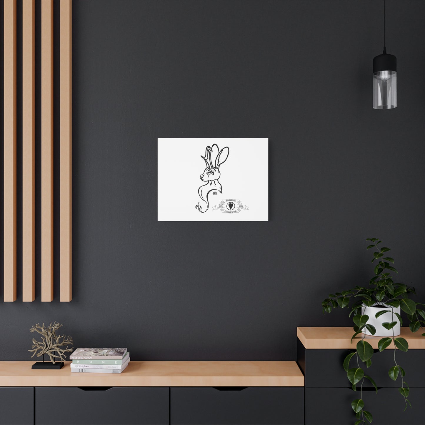 Jackalope Bust Drawing Art Stretched Canvas Wall Decor
