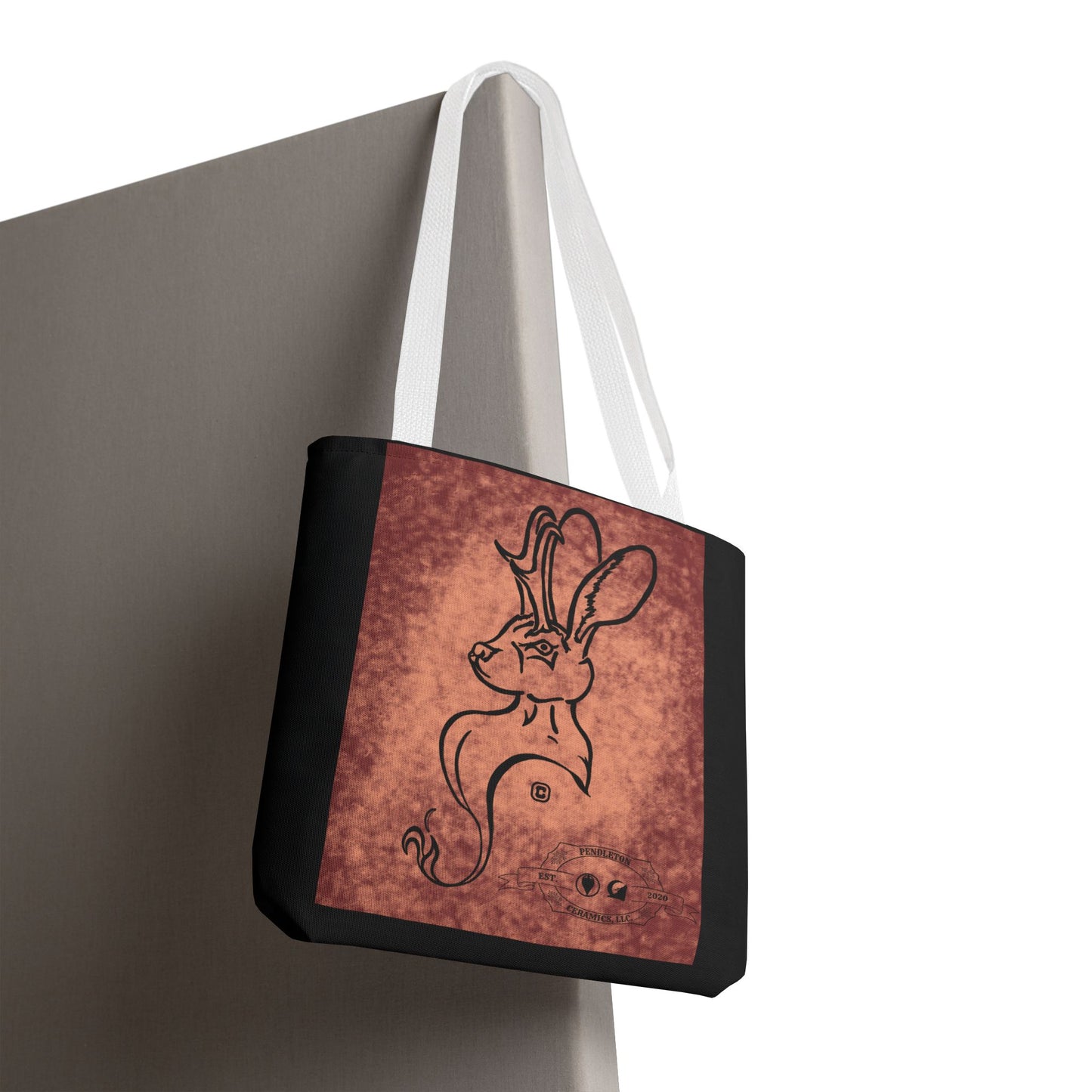 Dust Storm Jackalope Bust Drawing Tote Black Bag