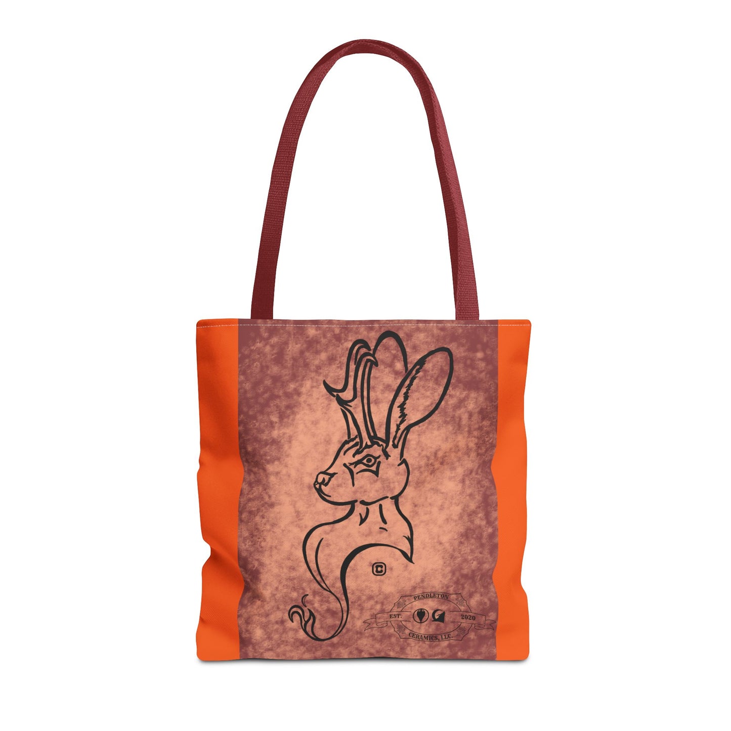 Dust Storm Jackalope Bust Drawing Tote Orange Bag