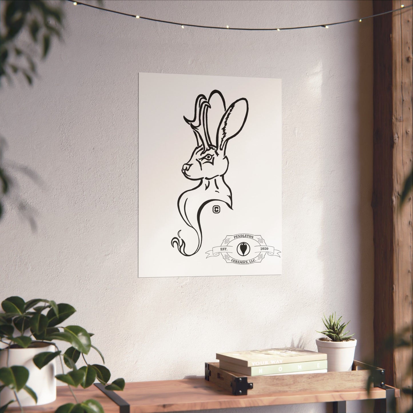 Jackalope Bust Drawing Matte Vertical Posters