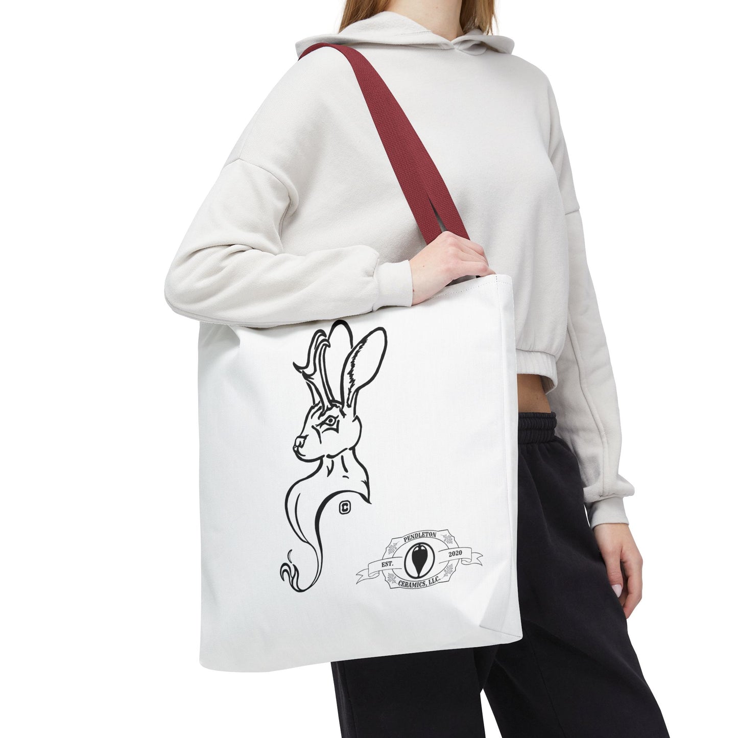 Jackalope Bust Drawing Tote White Bag