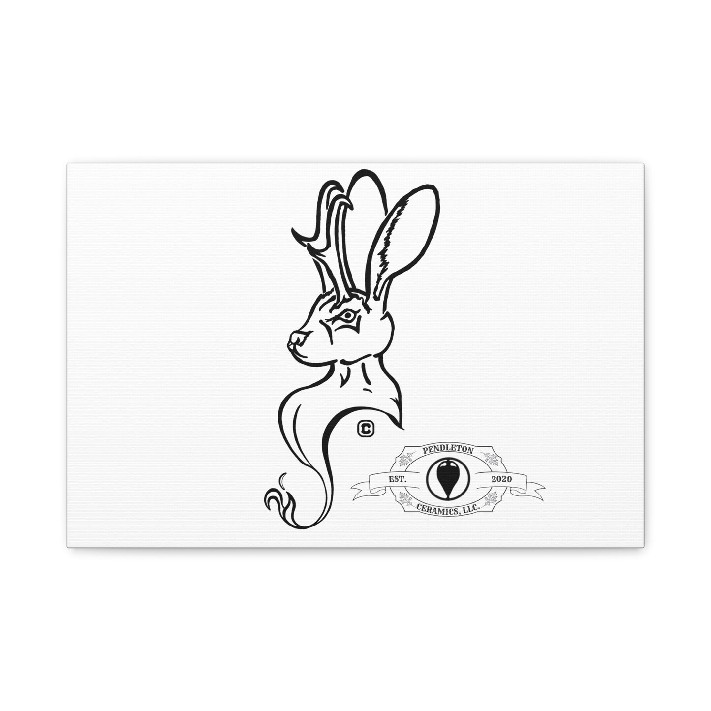 Jackalope Bust Drawing Art Stretched Canvas Wall Decor