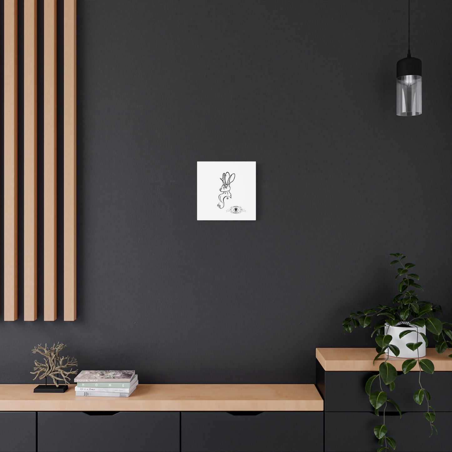 Jackalope Bust Drawing Art Stretched Canvas Wall Decor