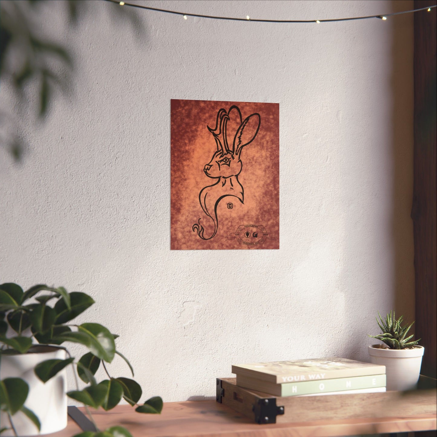 Dust Storm Jackalope Bust Drawing Wall Art