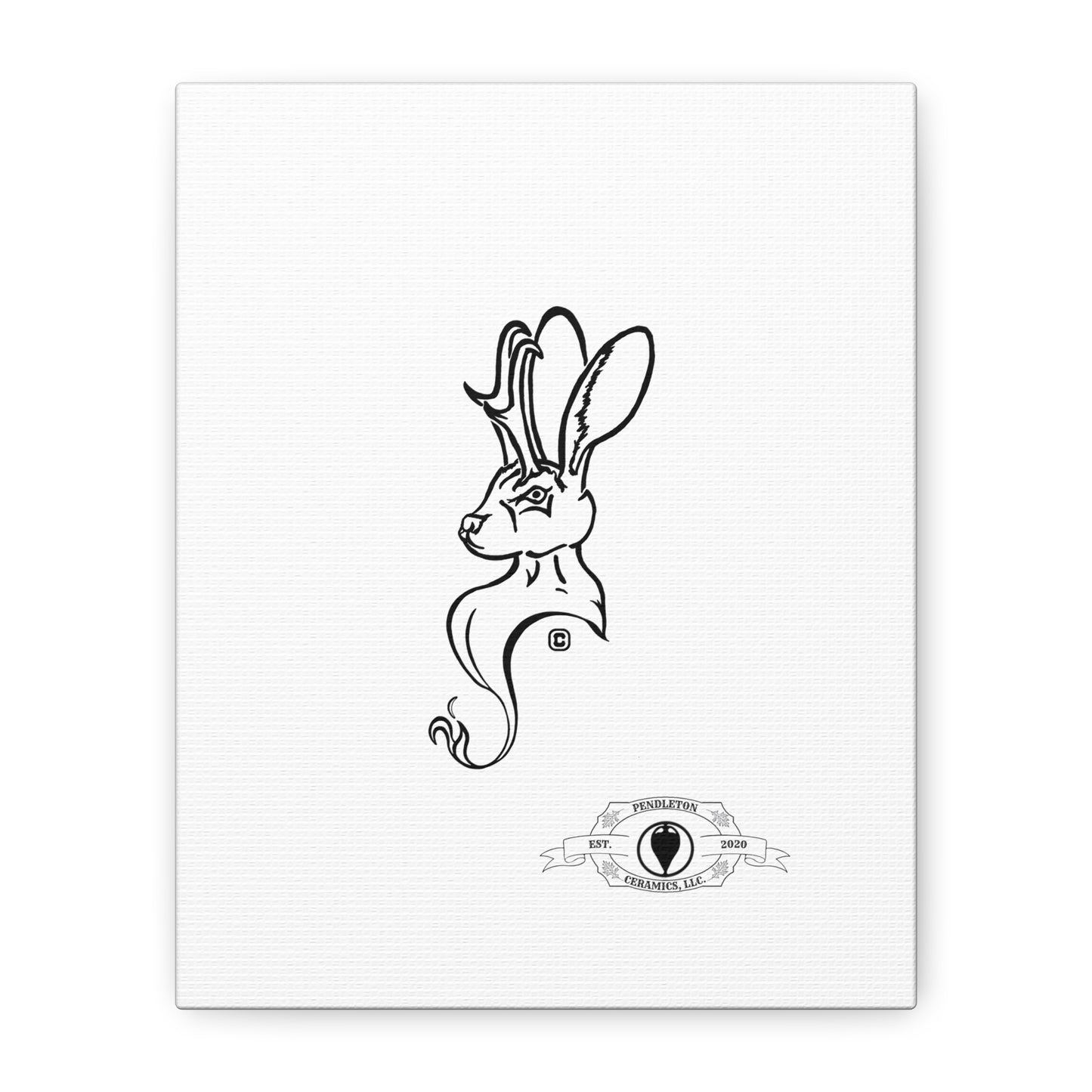 Jackalope Bust Drawing Art Stretched Canvas Wall Decor