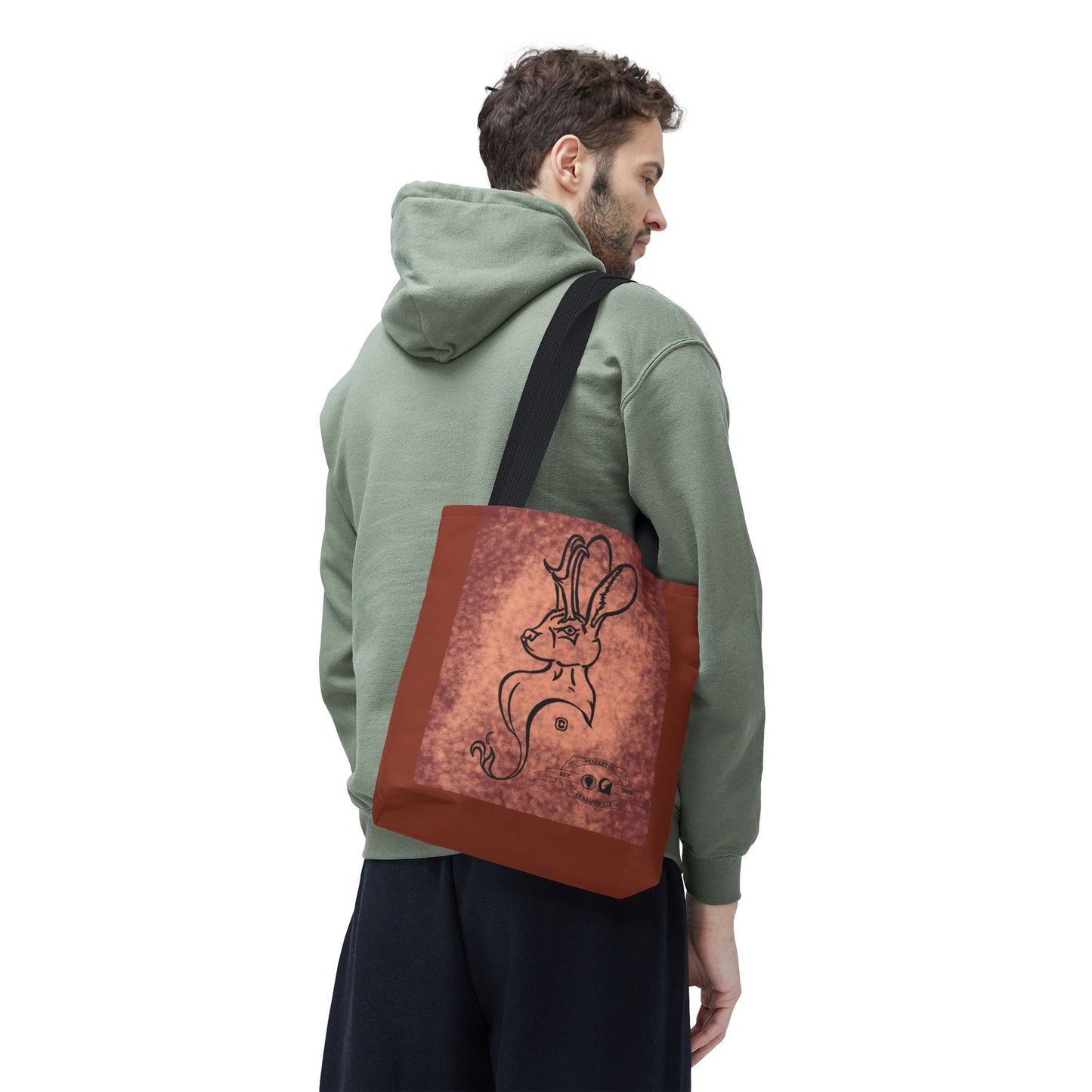 Dust Storm Jackalope Bust Drawing Tote Brown Bag