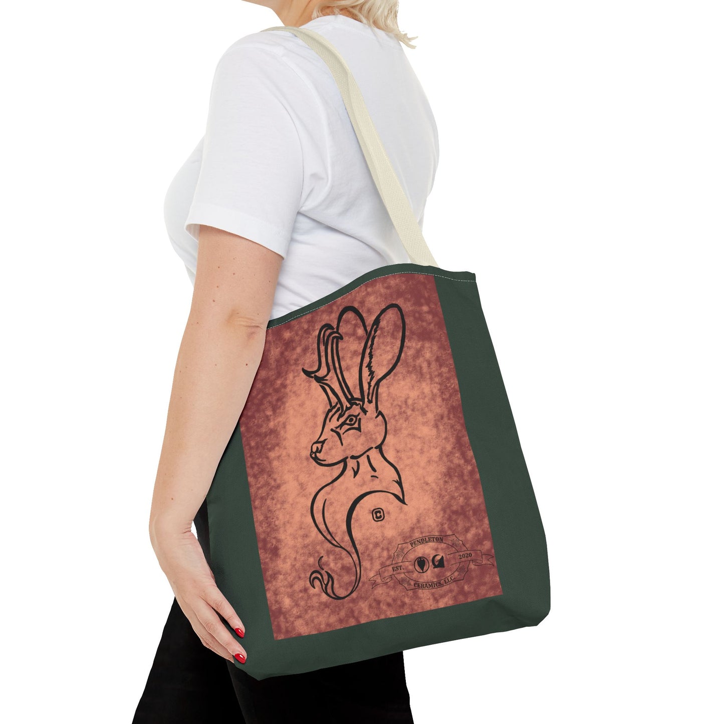 Dust Storm Jackalope Bust Drawing Tote Green Bag