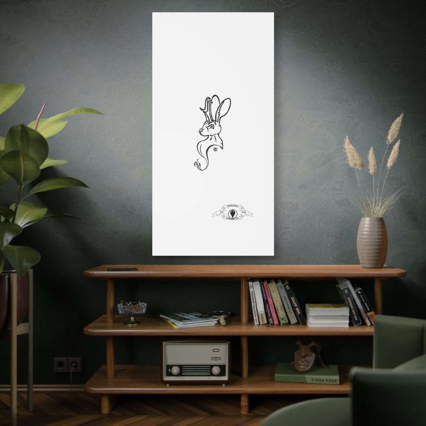 Jackalope Bust Drawing Art Stretched Canvas Wall Decor
