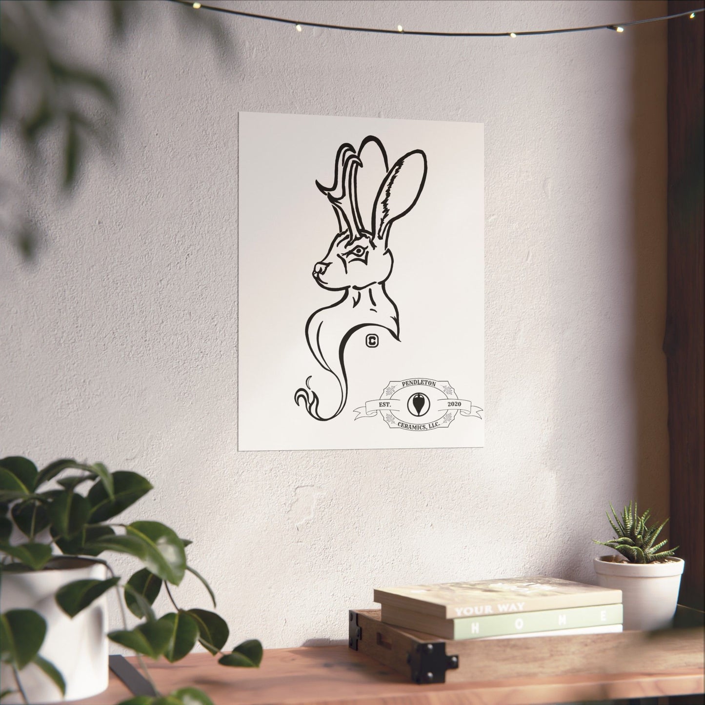 Jackalope Bust Drawing Matte Vertical Posters