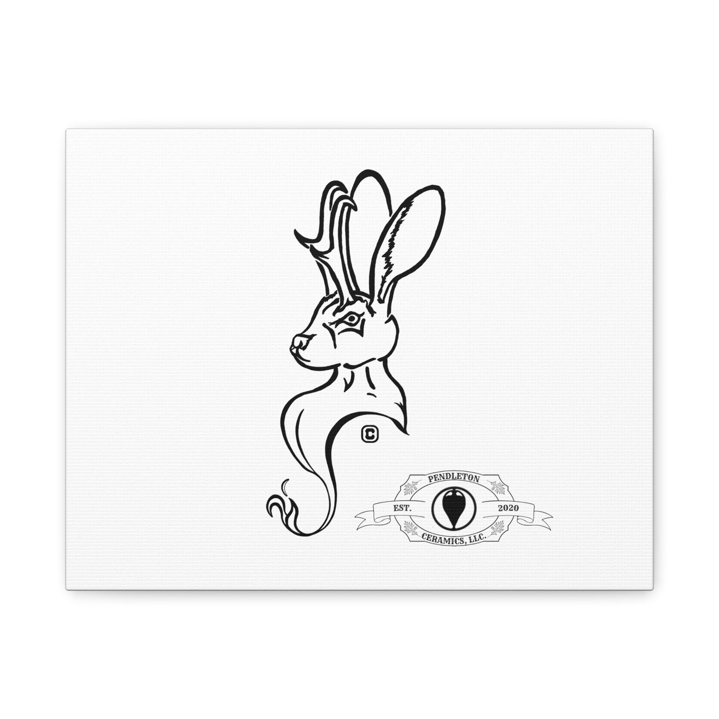 Jackalope Bust Drawing Art Stretched Canvas Wall Decor