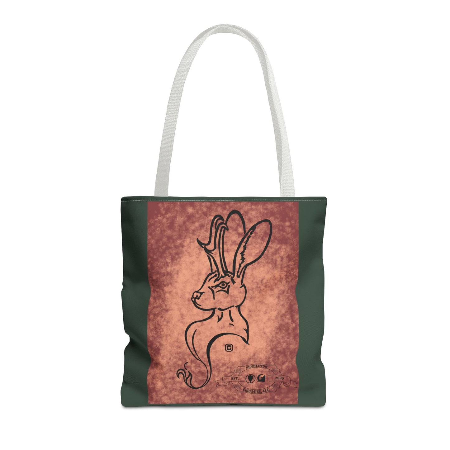 Dust Storm Jackalope Bust Drawing Tote Green Bag