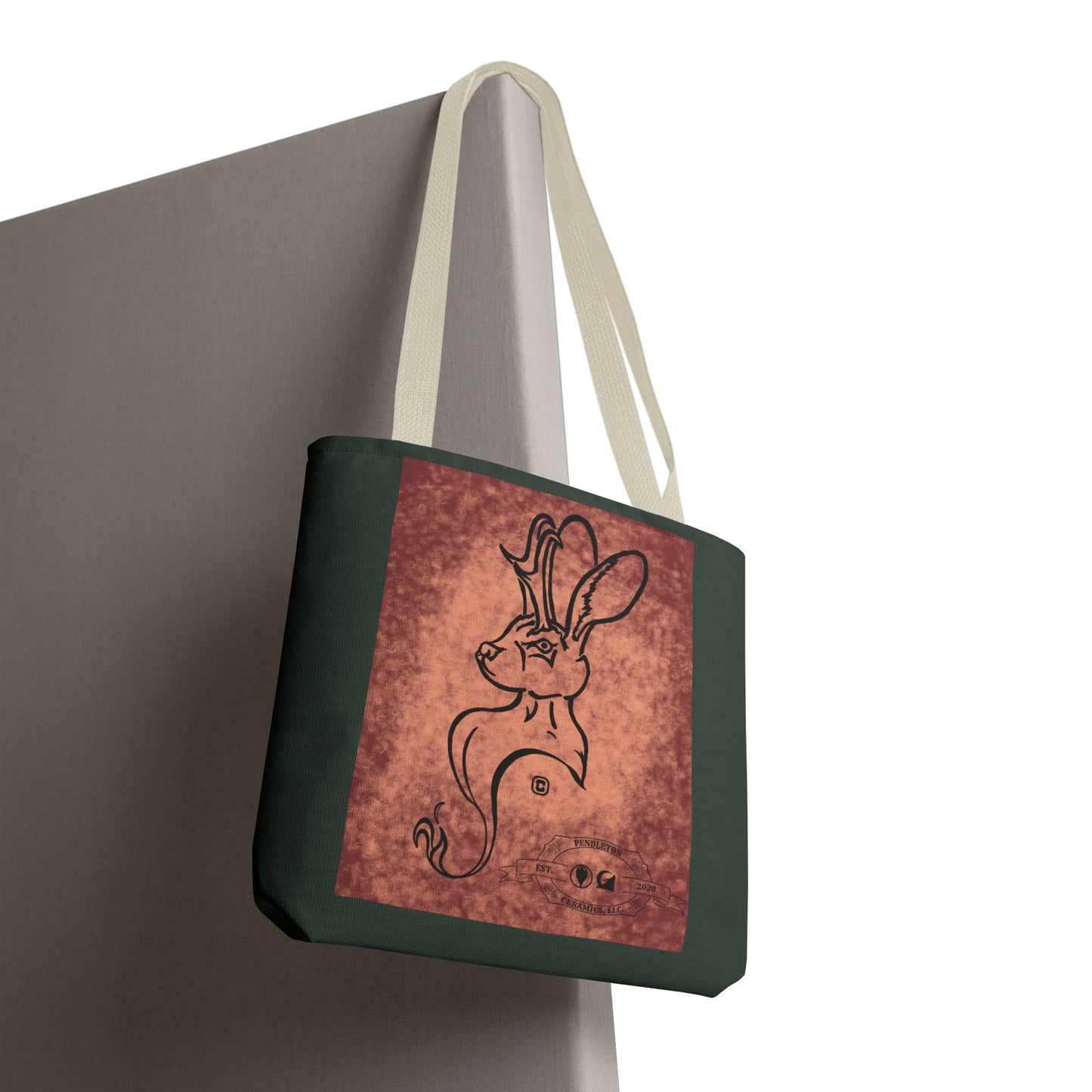 Dust Storm Jackalope Bust Drawing Tote Green Bag
