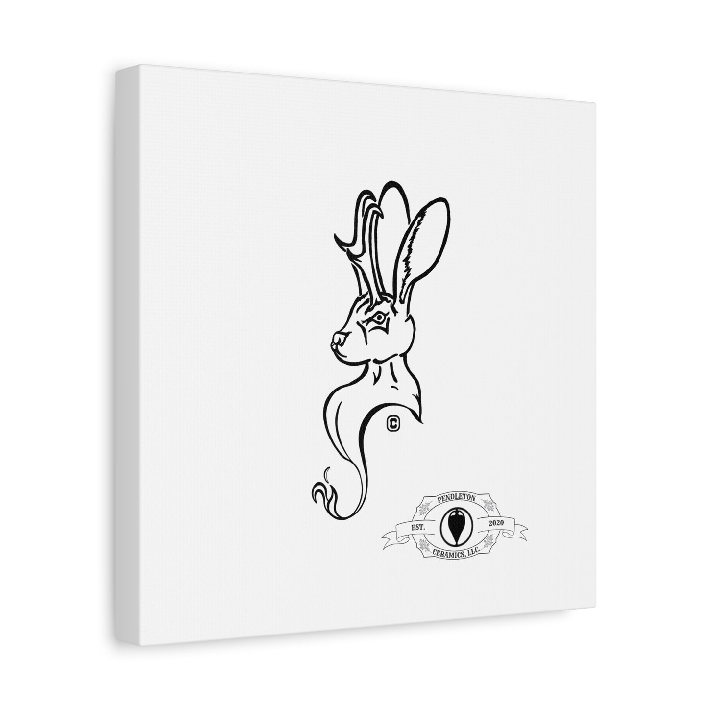 Jackalope Bust Drawing Art Stretched Canvas Wall Decor