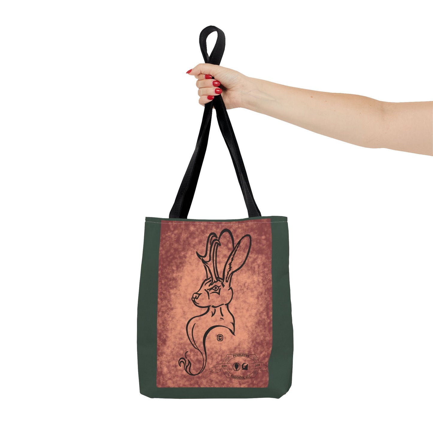 Dust Storm Jackalope Bust Drawing Tote Green Bag