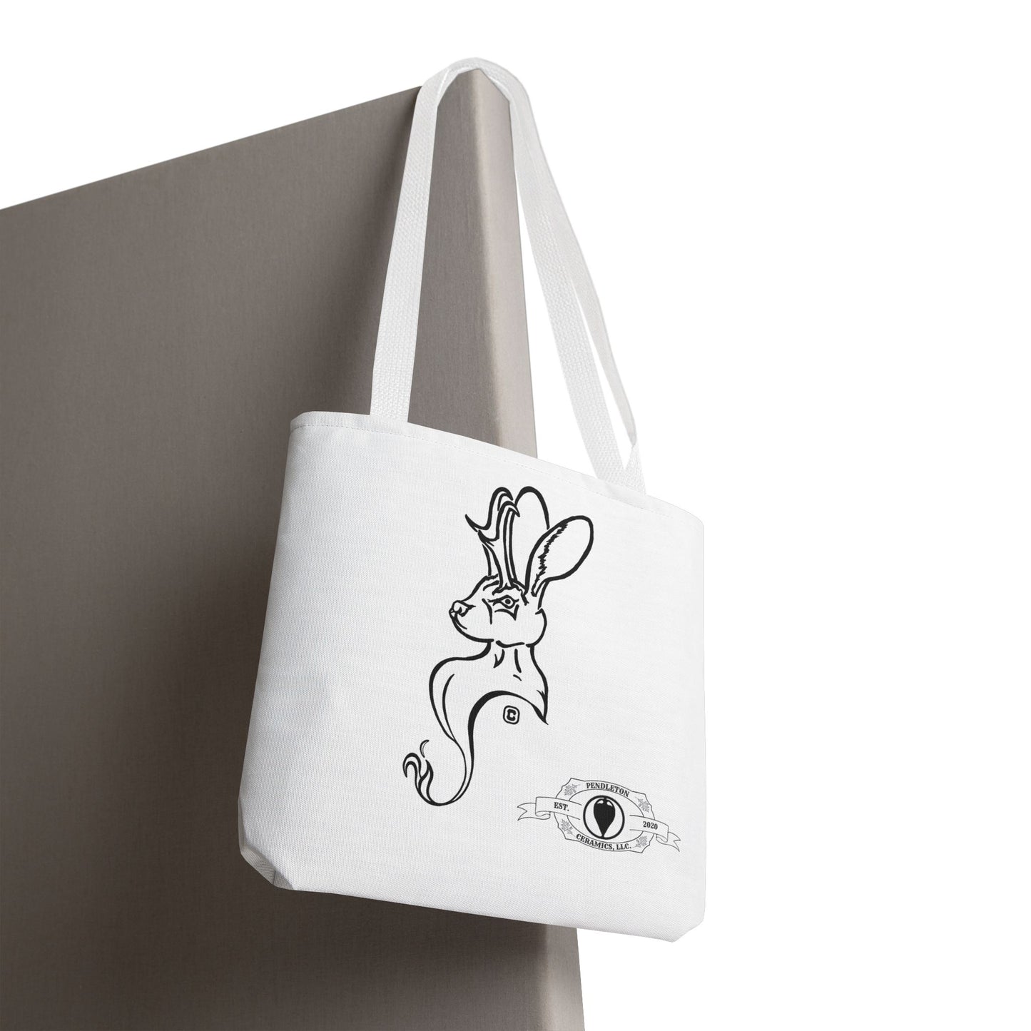 Jackalope Bust Drawing Tote White Bag
