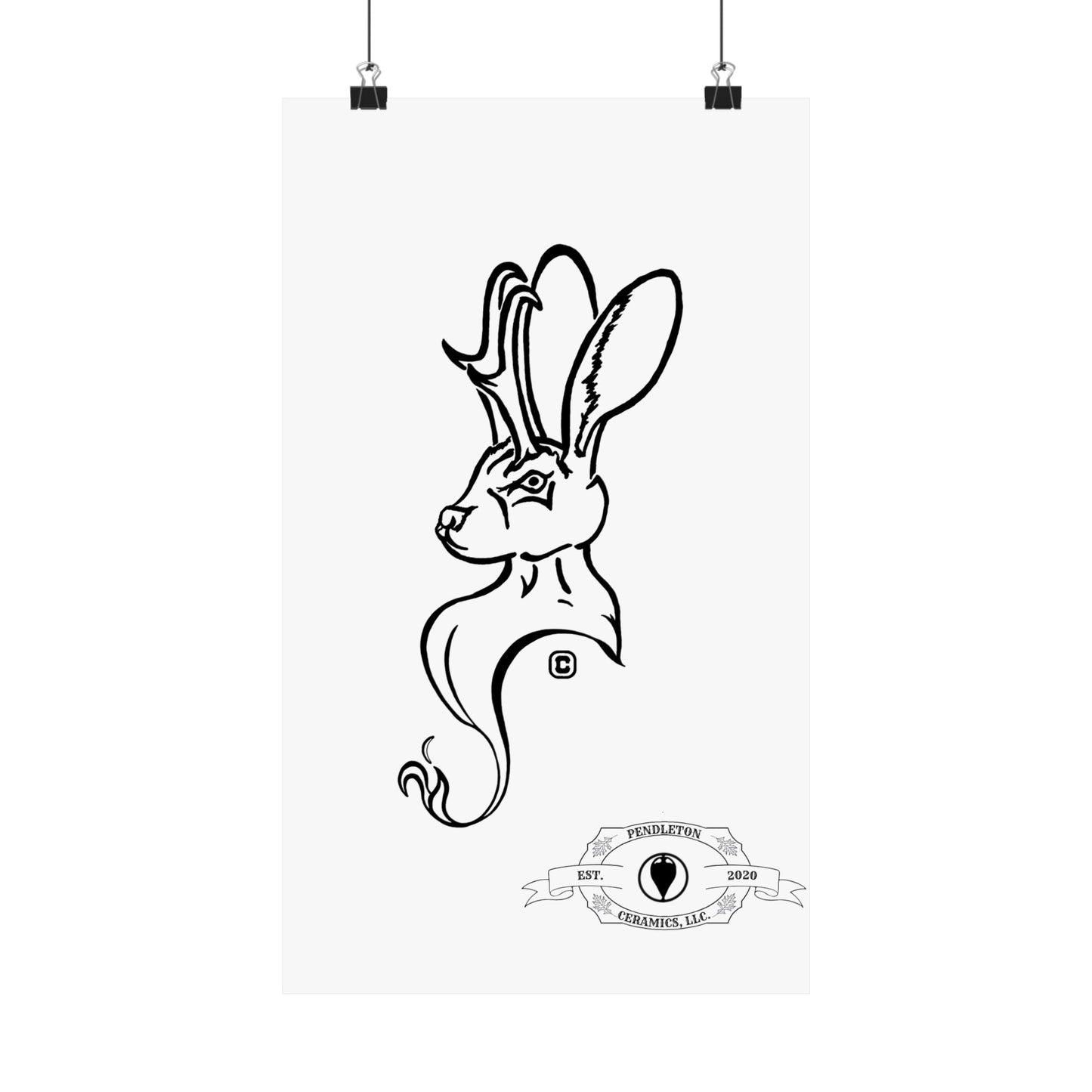 Jackalope Bust Drawing Matte Vertical Posters
