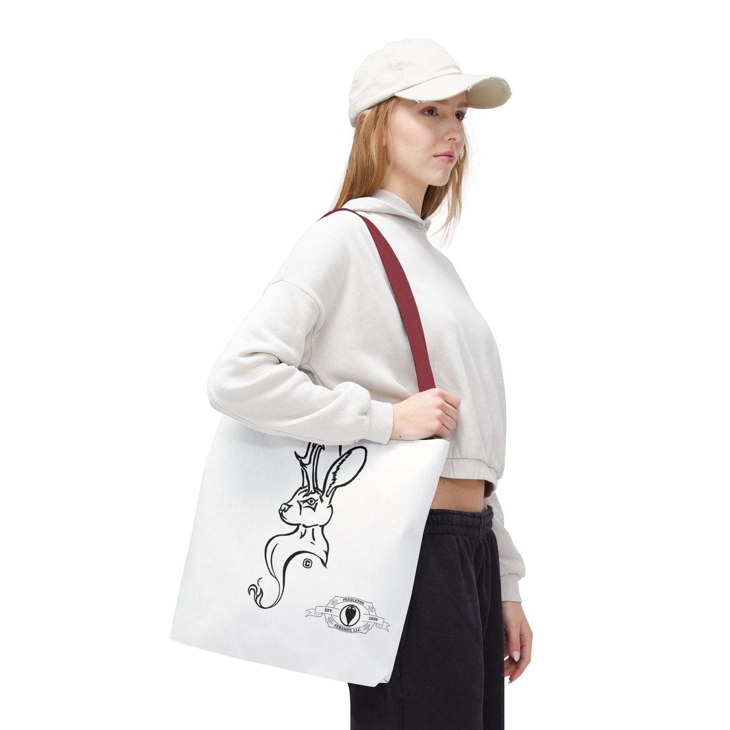 Jackalope Bust Drawing Tote White Bag
