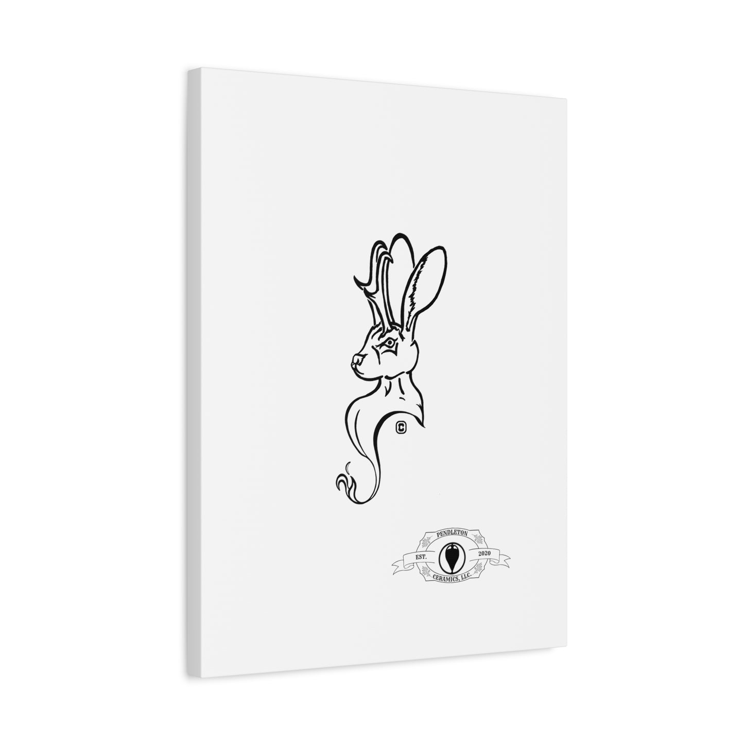 Jackalope Bust Drawing Art Stretched Canvas Wall Decor