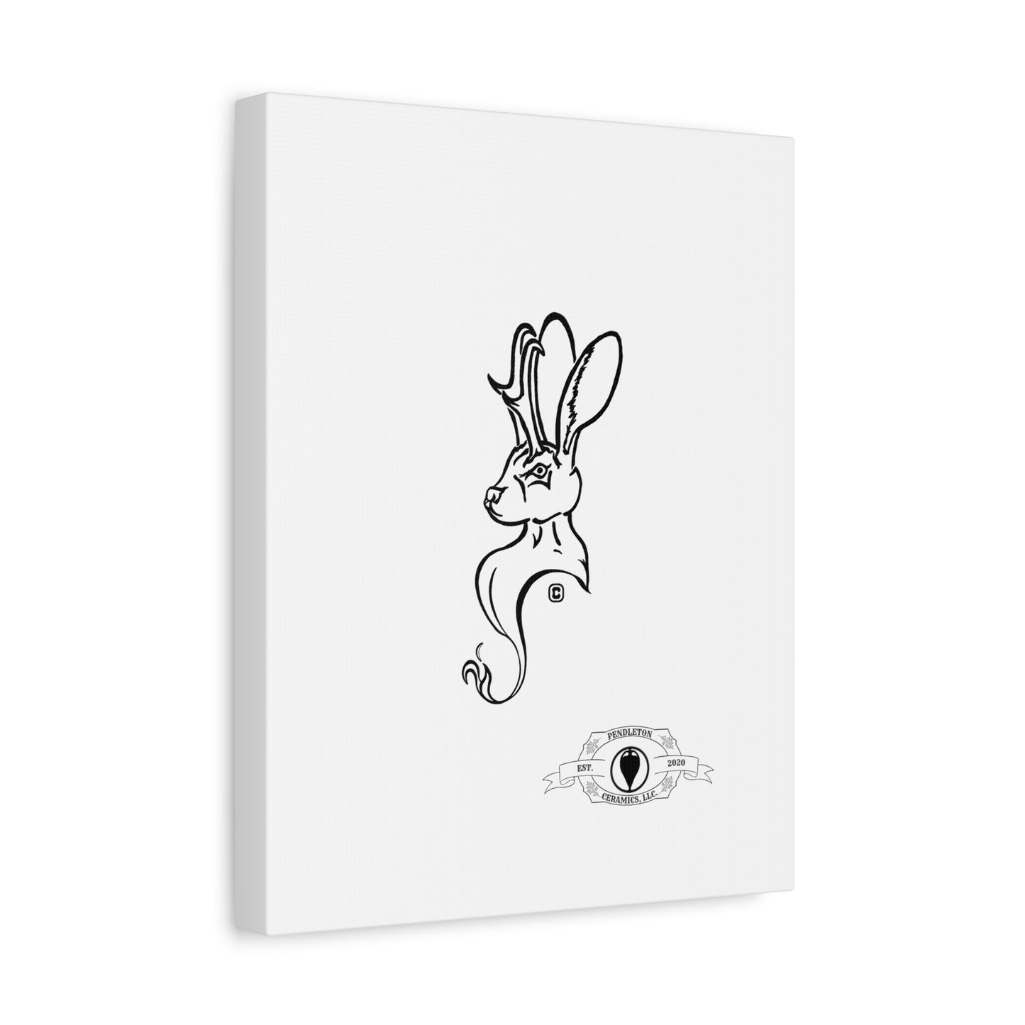 Jackalope Bust Drawing Art Stretched Canvas Wall Decor