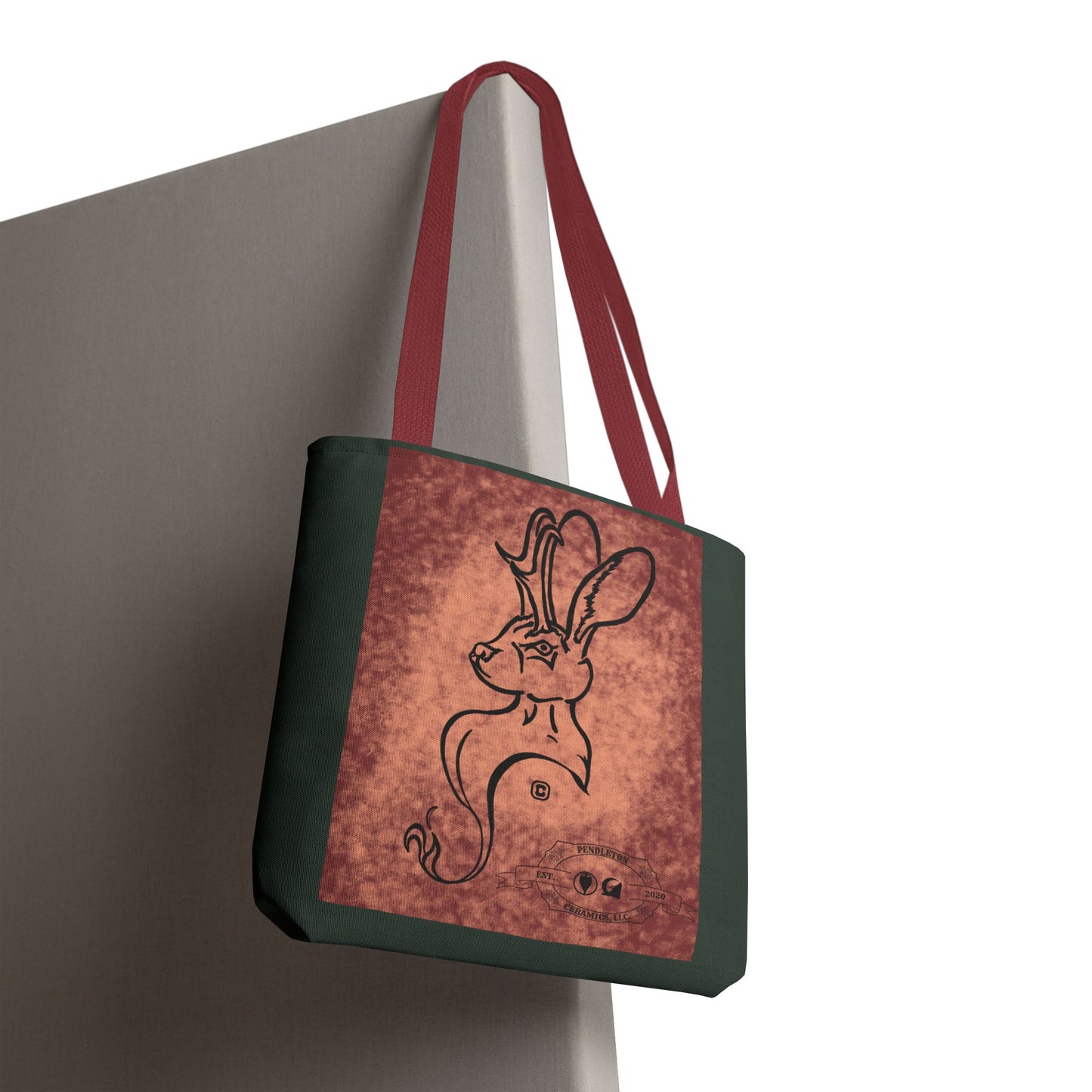 Dust Storm Jackalope Bust Drawing Tote Green Bag