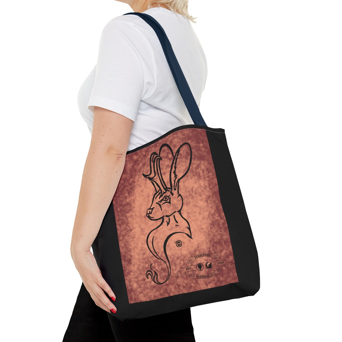 Dust Storm Jackalope Bust Drawing Tote Black Bag