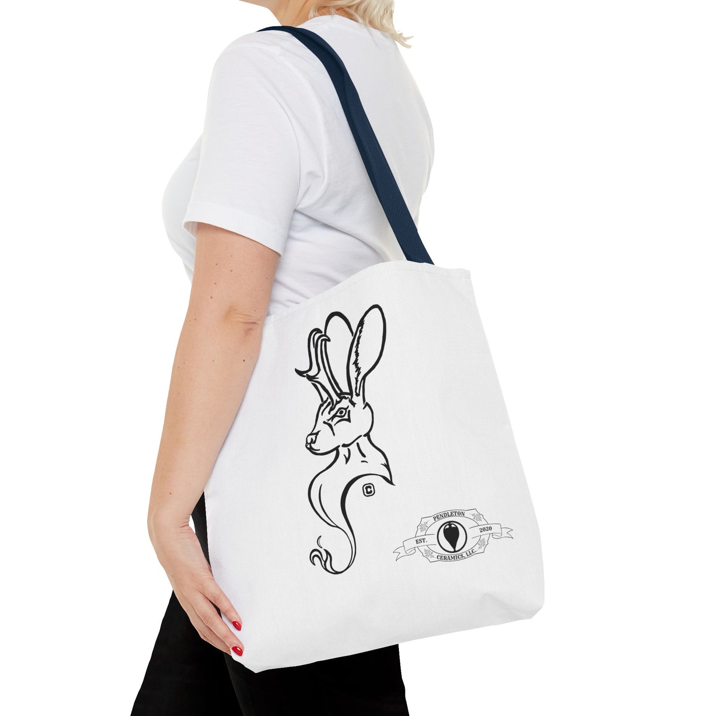Jackalope Bust Drawing Tote White Bag