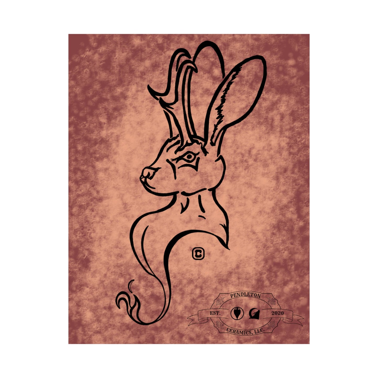 Dust Storm Jackalope Bust Drawing Wall Art