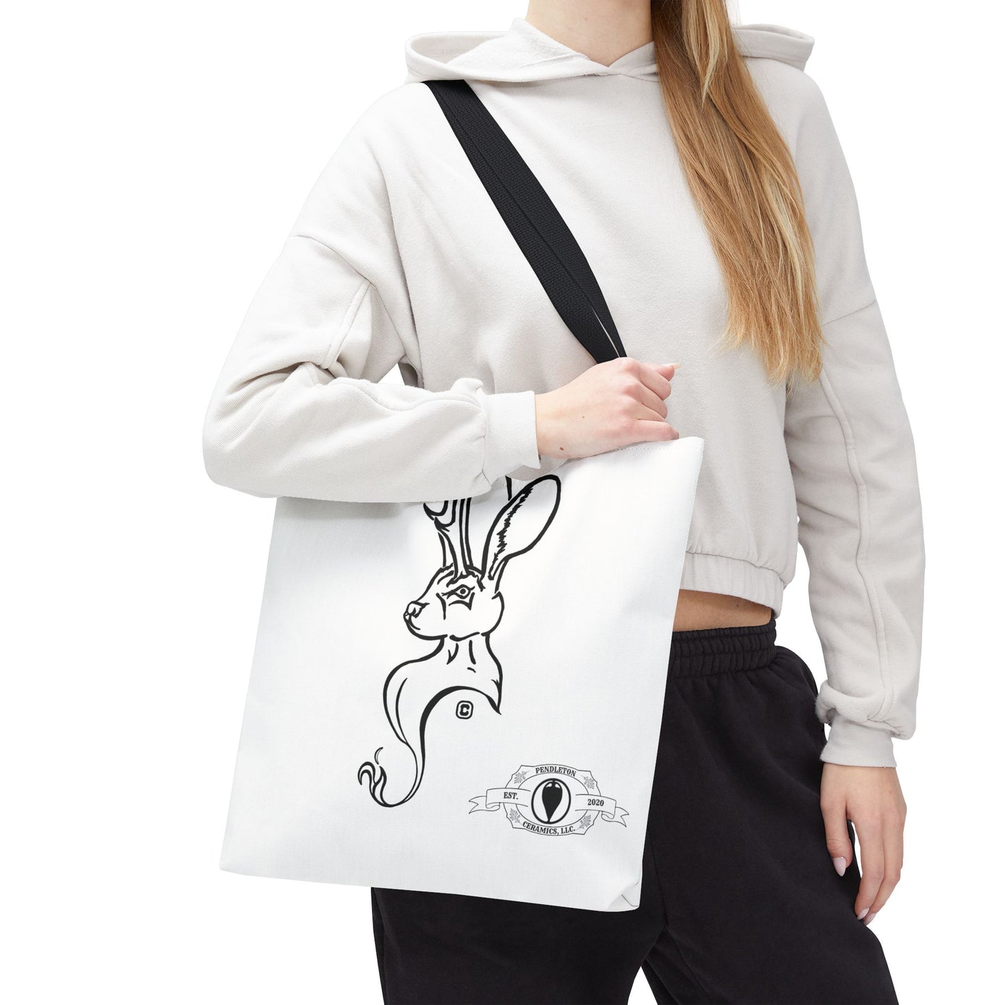 Jackalope Bust Drawing Tote White Bag