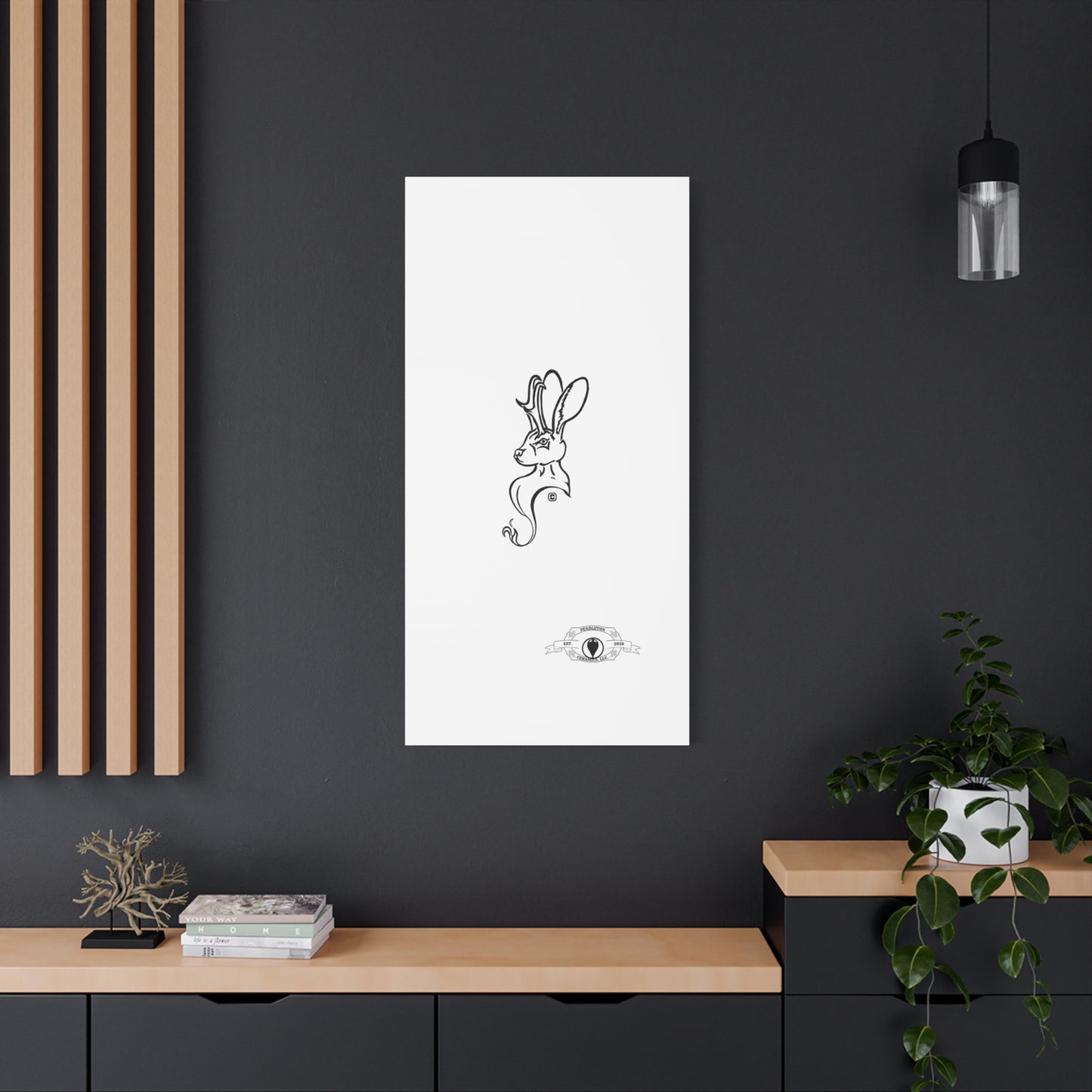 Jackalope Bust Drawing Art Stretched Canvas Wall Decor