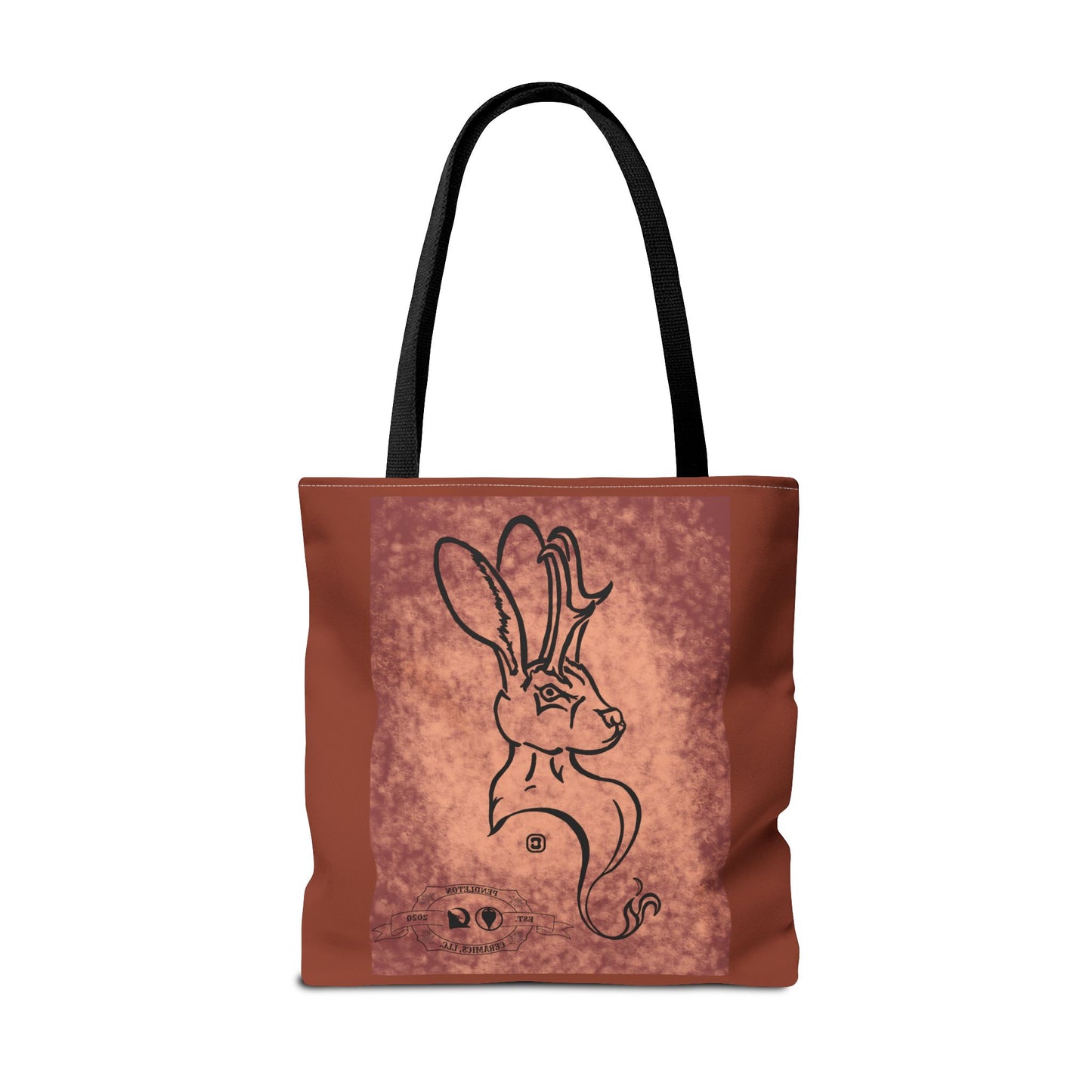 Dust Storm Jackalope Bust Drawing Tote Brown Bag