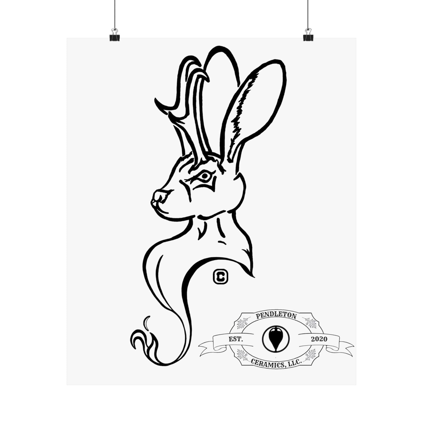 Jackalope Bust Drawing Matte Vertical Posters