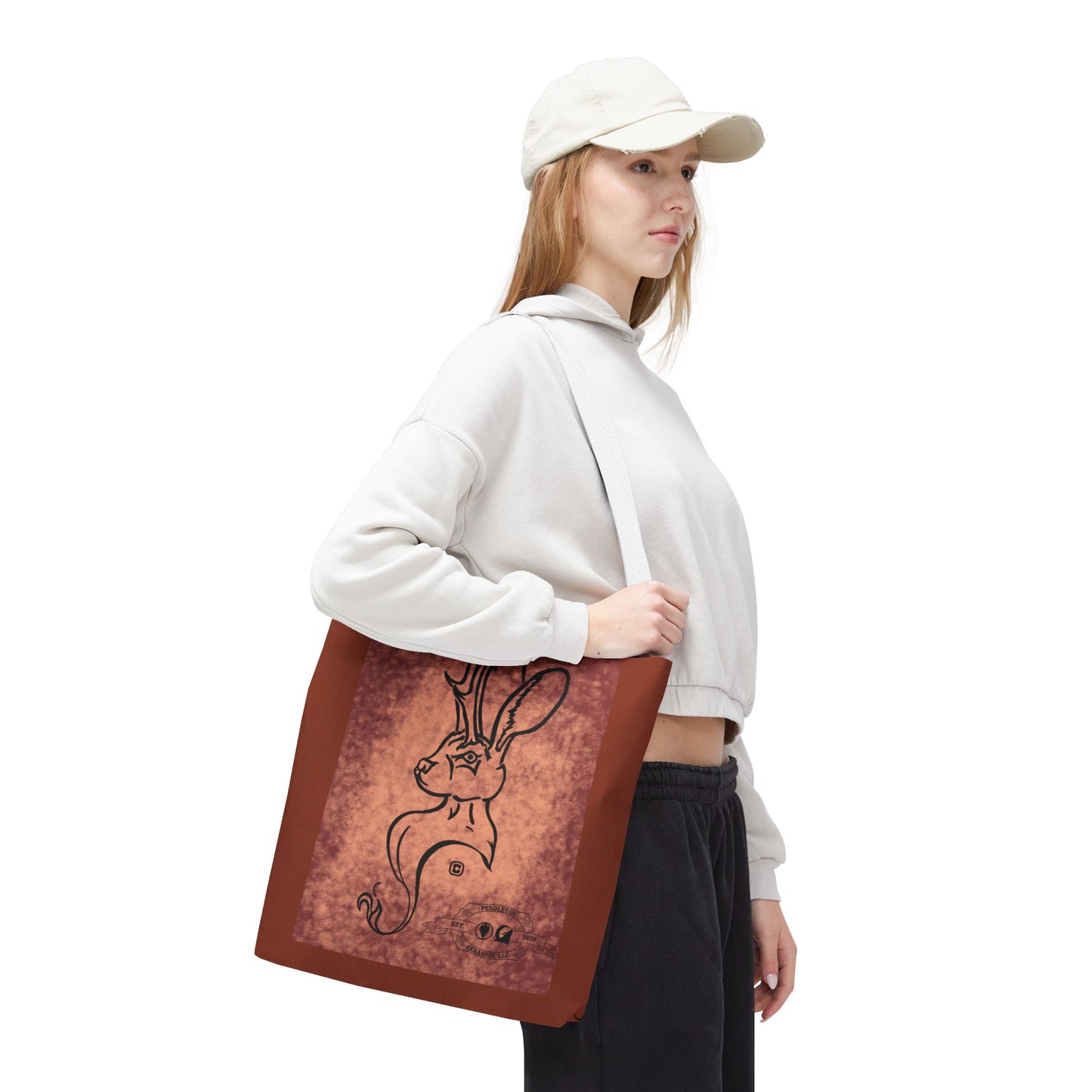Dust Storm Jackalope Bust Drawing Tote Brown Bag
