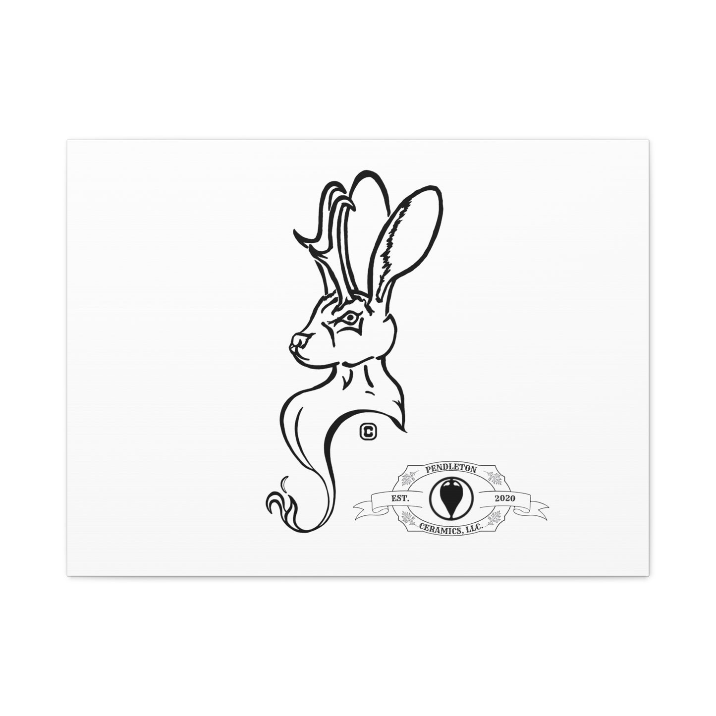 Jackalope Bust Drawing Art Stretched Canvas Wall Decor