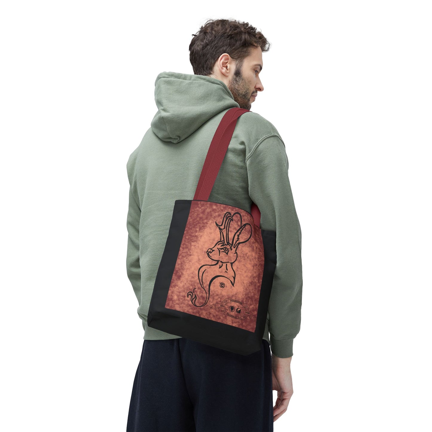 Dust Storm Jackalope Bust Drawing Tote Black Bag