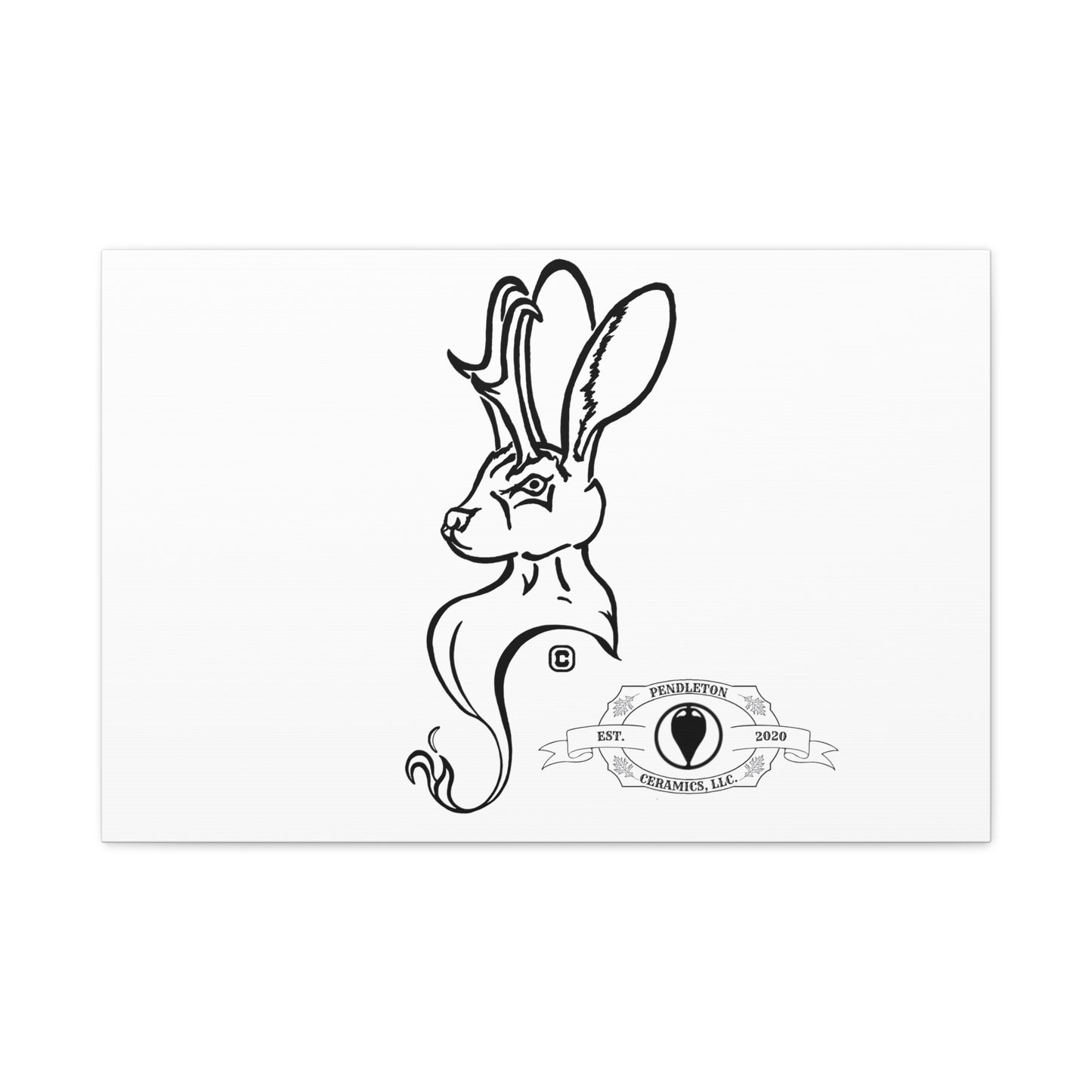 Jackalope Bust Drawing Art Stretched Canvas Wall Decor