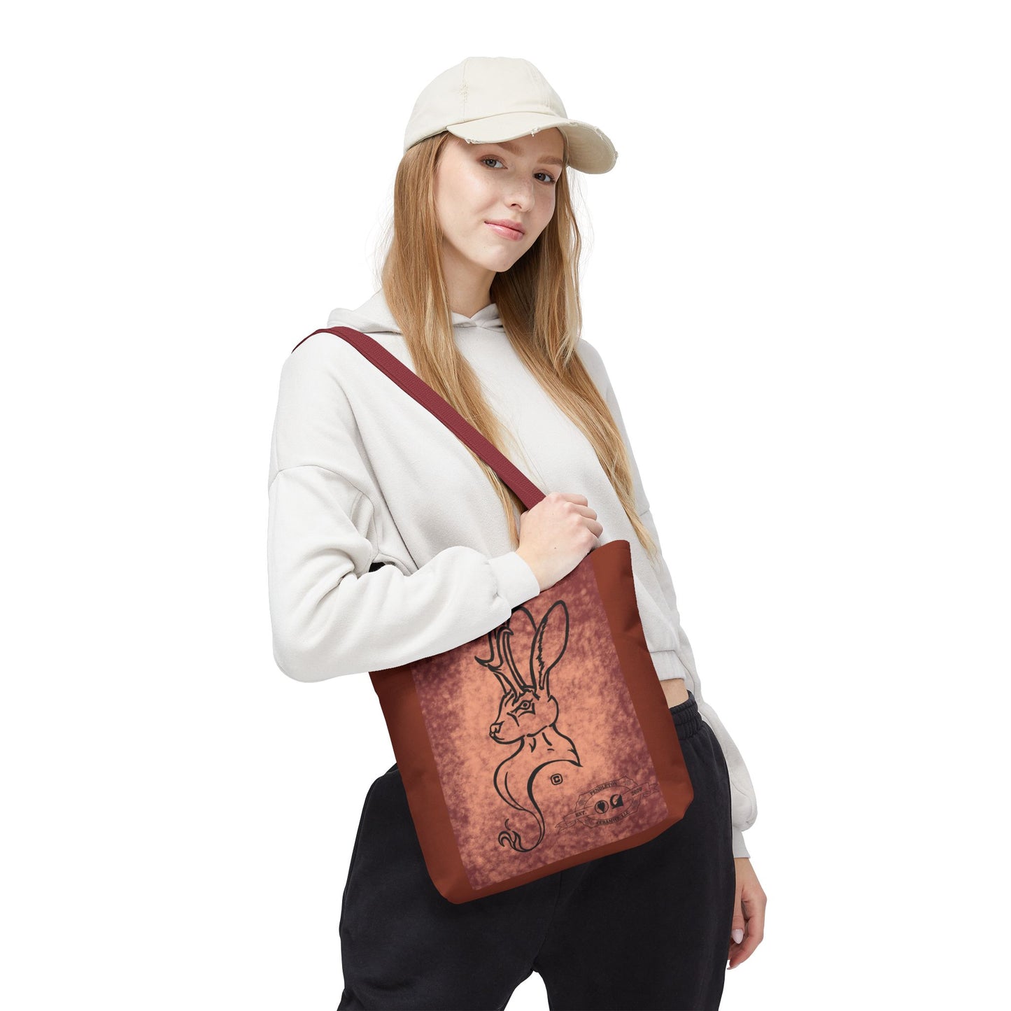 Dust Storm Jackalope Bust Drawing Tote Brown Bag