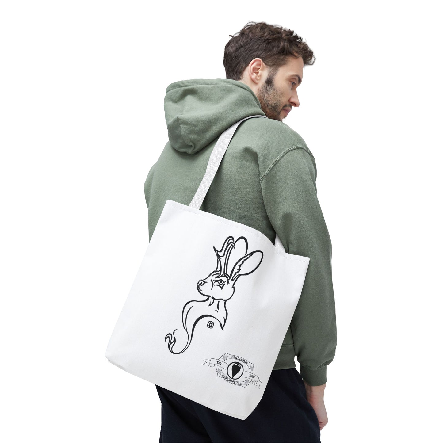 Jackalope Bust Drawing Tote White Bag