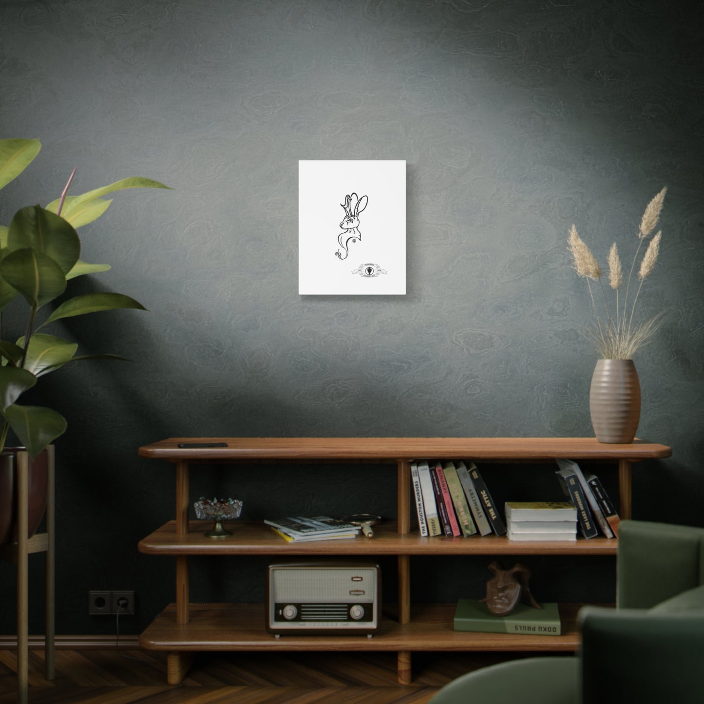 Jackalope Bust Drawing Art Stretched Canvas Wall Decor