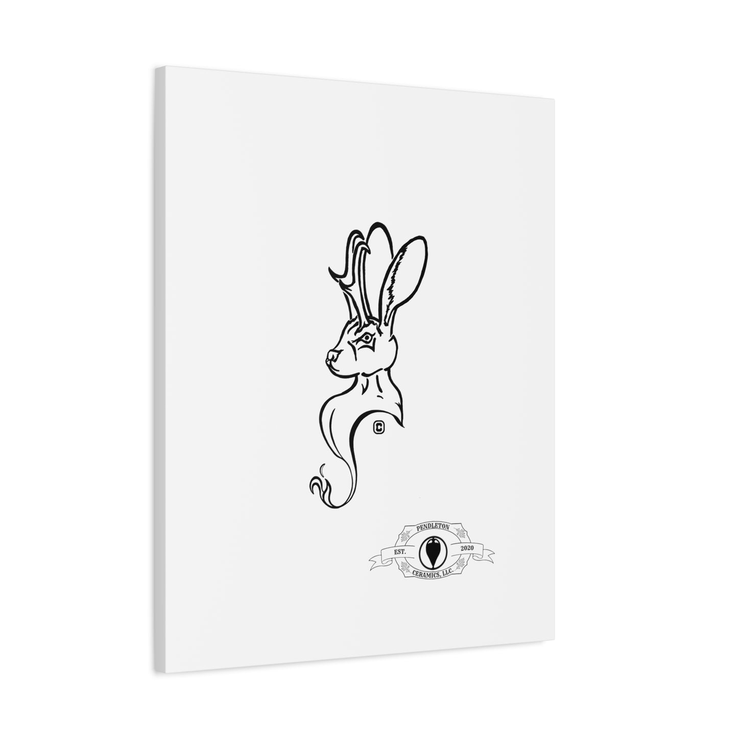 Jackalope Bust Drawing Art Stretched Canvas Wall Decor